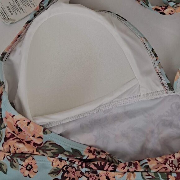 Summer Mae Size XL Tankini Top Blue Peach Green Red Floral Halter Style NWT - Picture 11 of 16